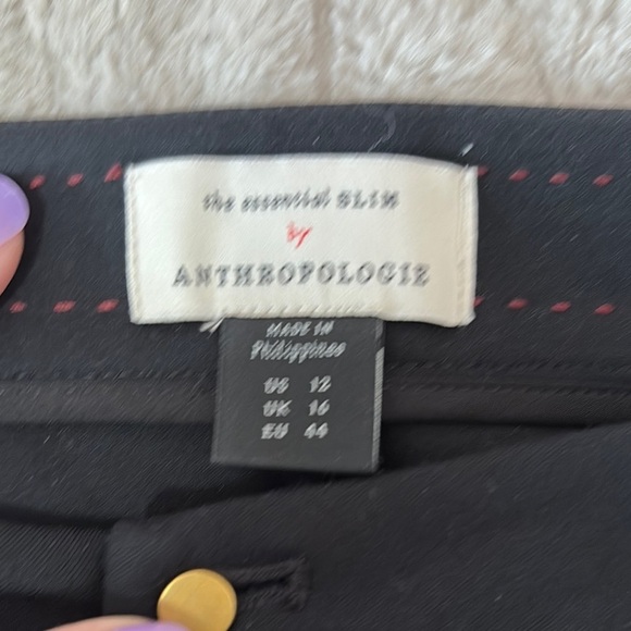 Anthropologie Black Skinny Pants Streamlined Tapered Design - Picture 9 of 12